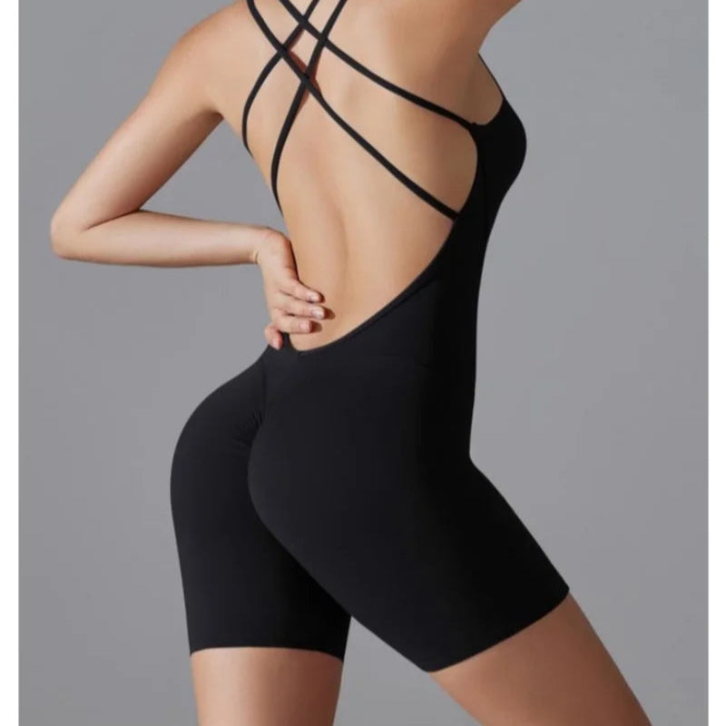 Women’s Backless Yoga Jumpsuit – Seamless One-Piece Gym Romper & Activewear Outfit
