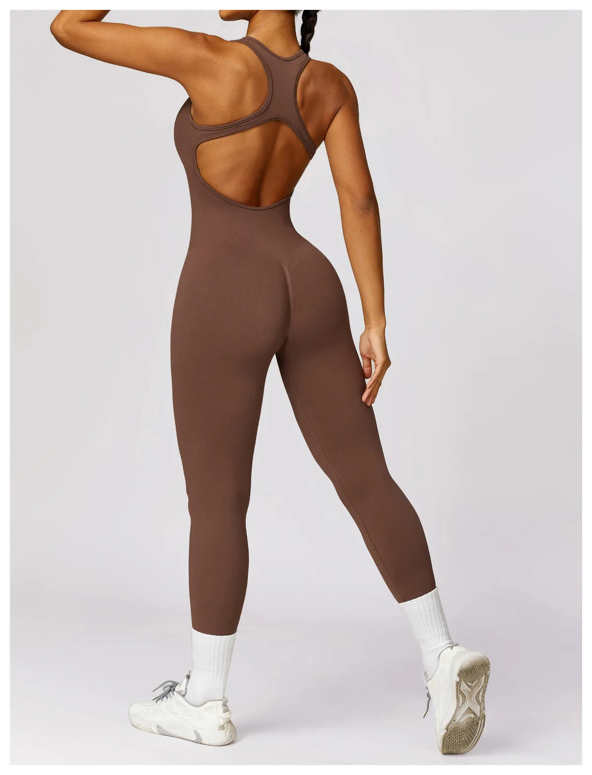 Women’s V-Back Sports Jumpsuit – Seamless Training Yoga Bodysuit & Fitness Romper