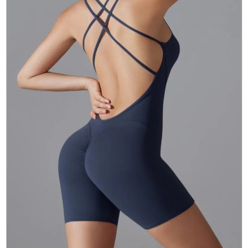 Women’s Backless Yoga Jumpsuit – Seamless One-Piece Gym Romper & Activewear Outfit