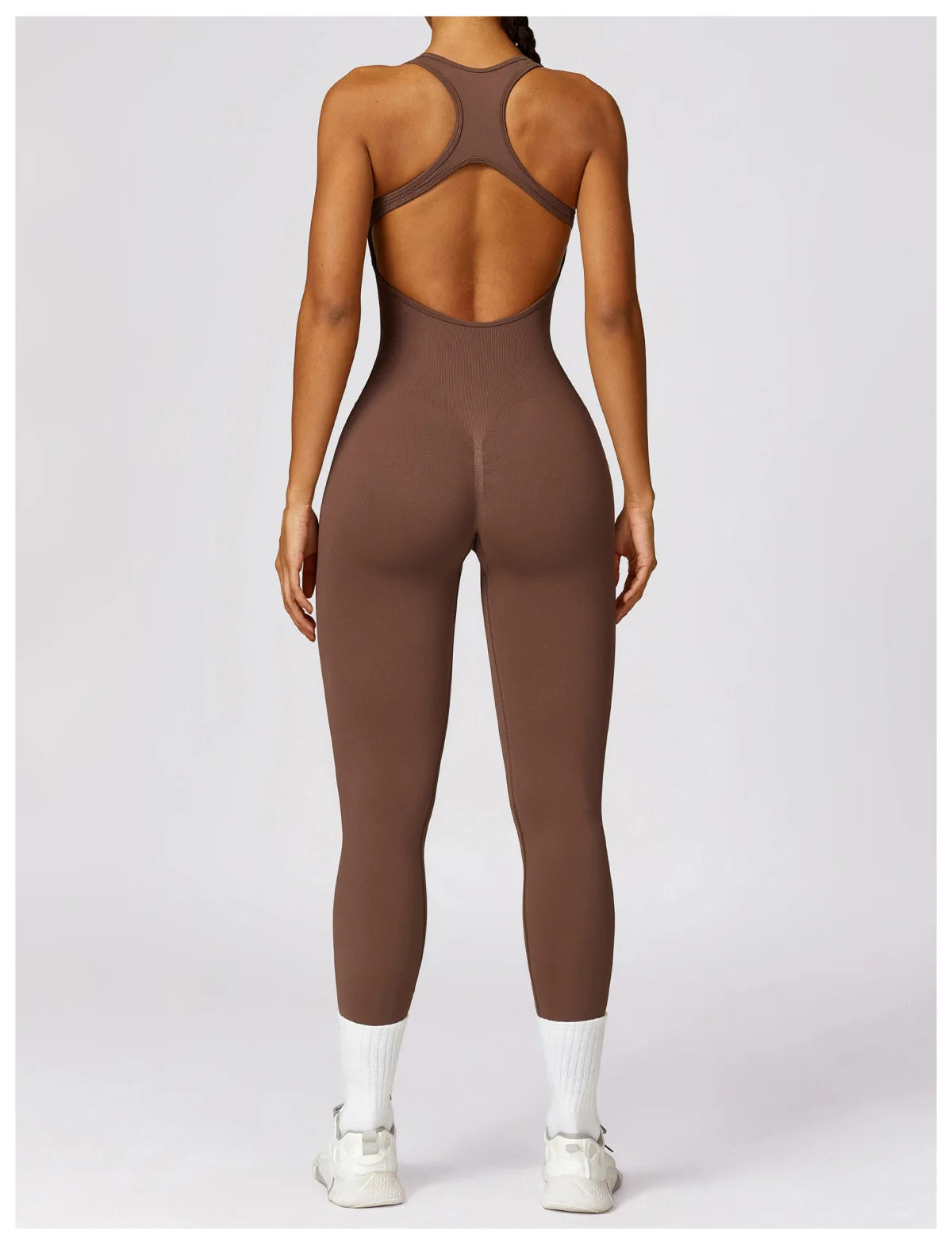 Women’s V-Back Sports Jumpsuit – Seamless Training Yoga Bodysuit & Fitness Romper