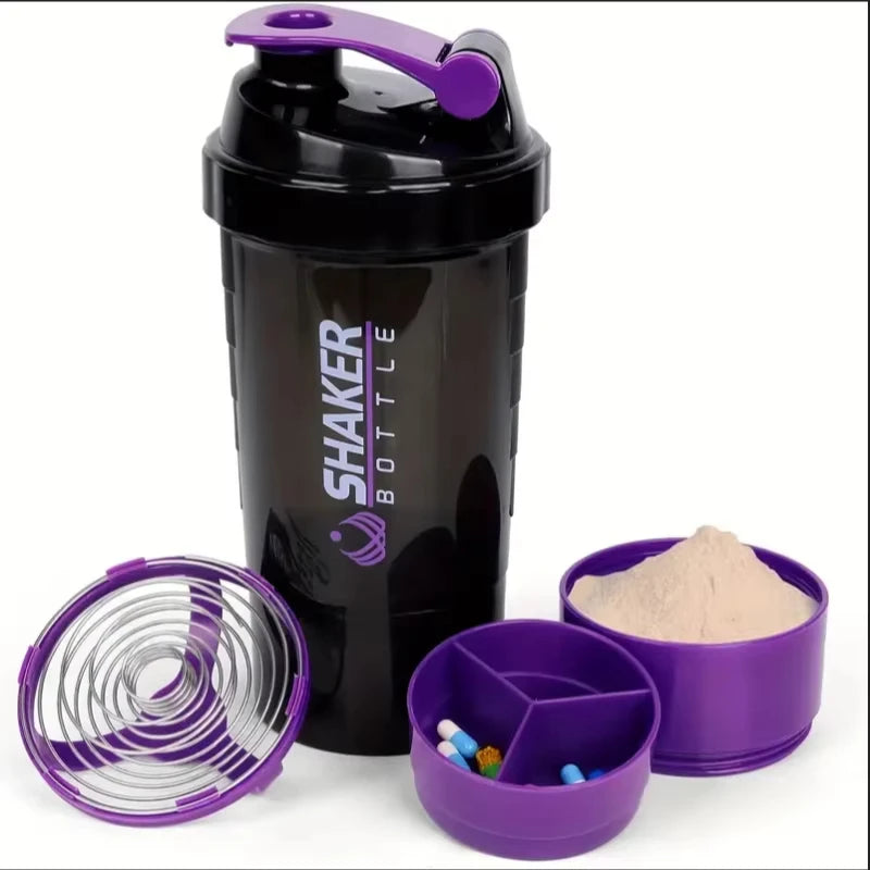 2-Tier Shaker Bottle with Storage – Protein Powder & Sports Water Bottle for Gym & Fitness