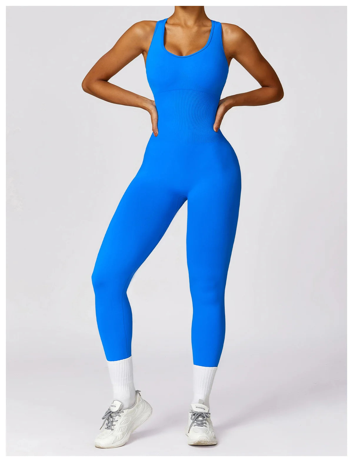 Women’s V-Back Sports Jumpsuit – Seamless Training Yoga Bodysuit & Fitness Romper
