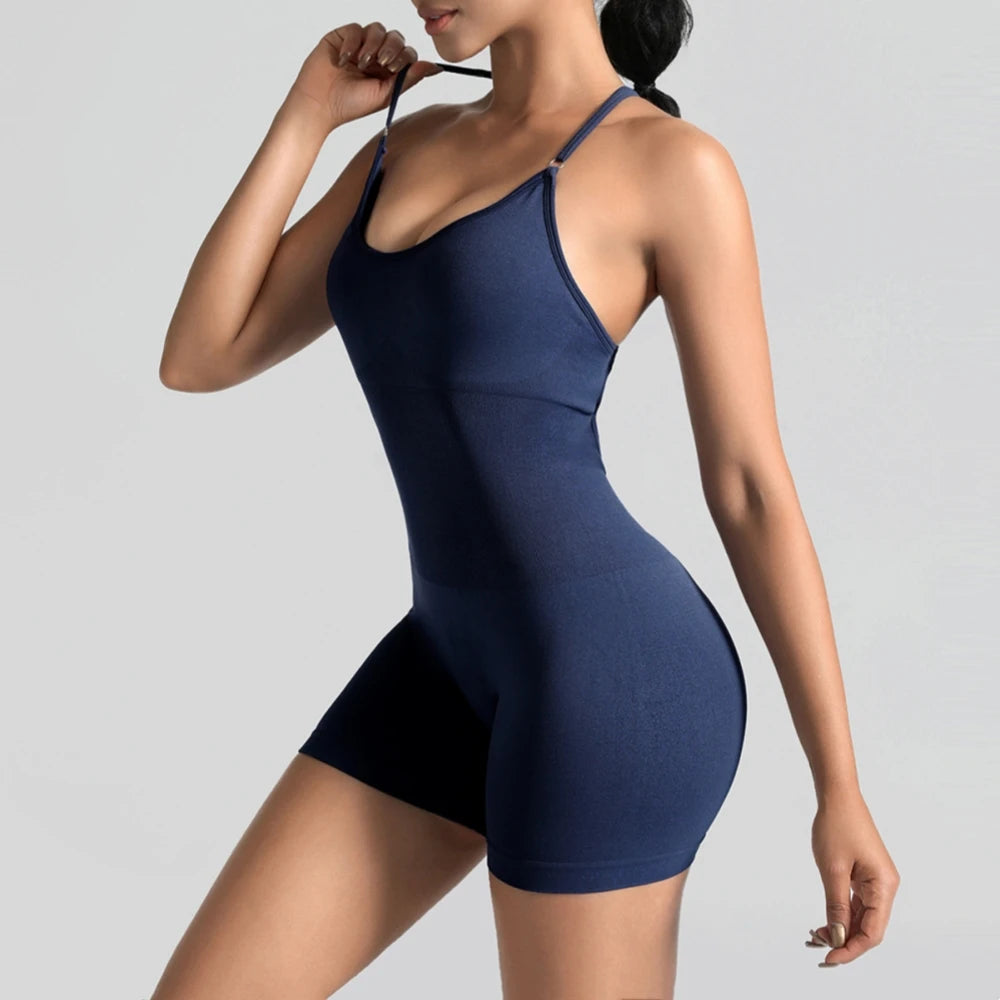 Women’s Yoga Jumpsuit – Seamless Activewear One-Piece Gym Romper & Workout Outfit