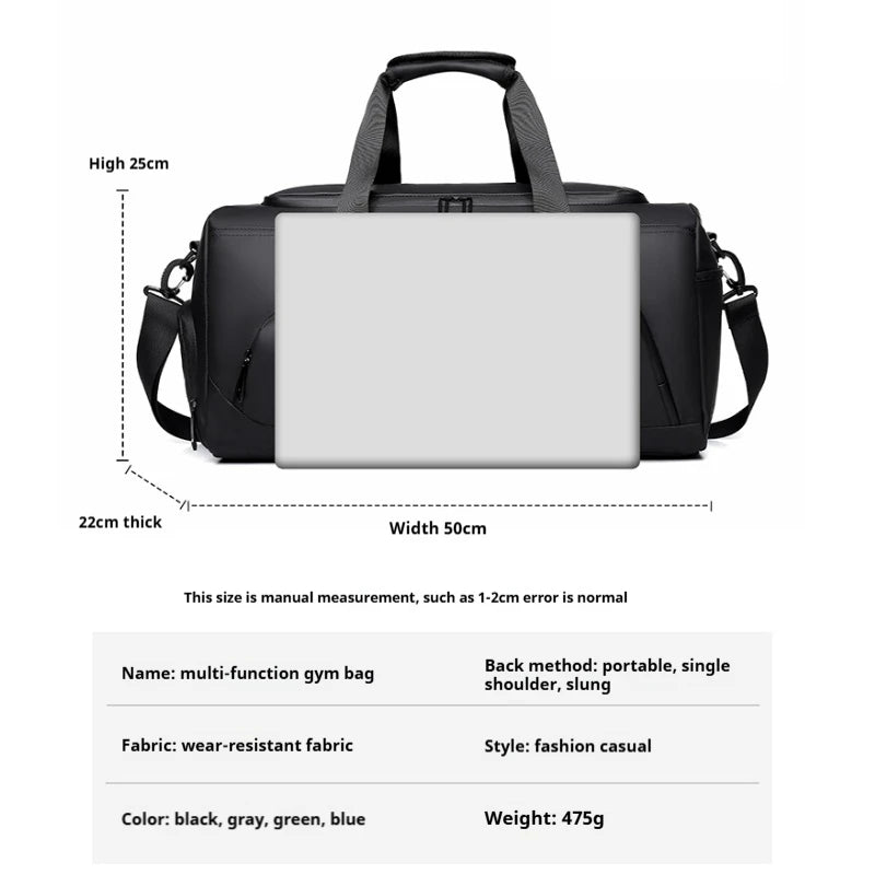 Sports Gym Bag – Large Capacity Travel Duffel with Multi-Compartments & Shoe Storage