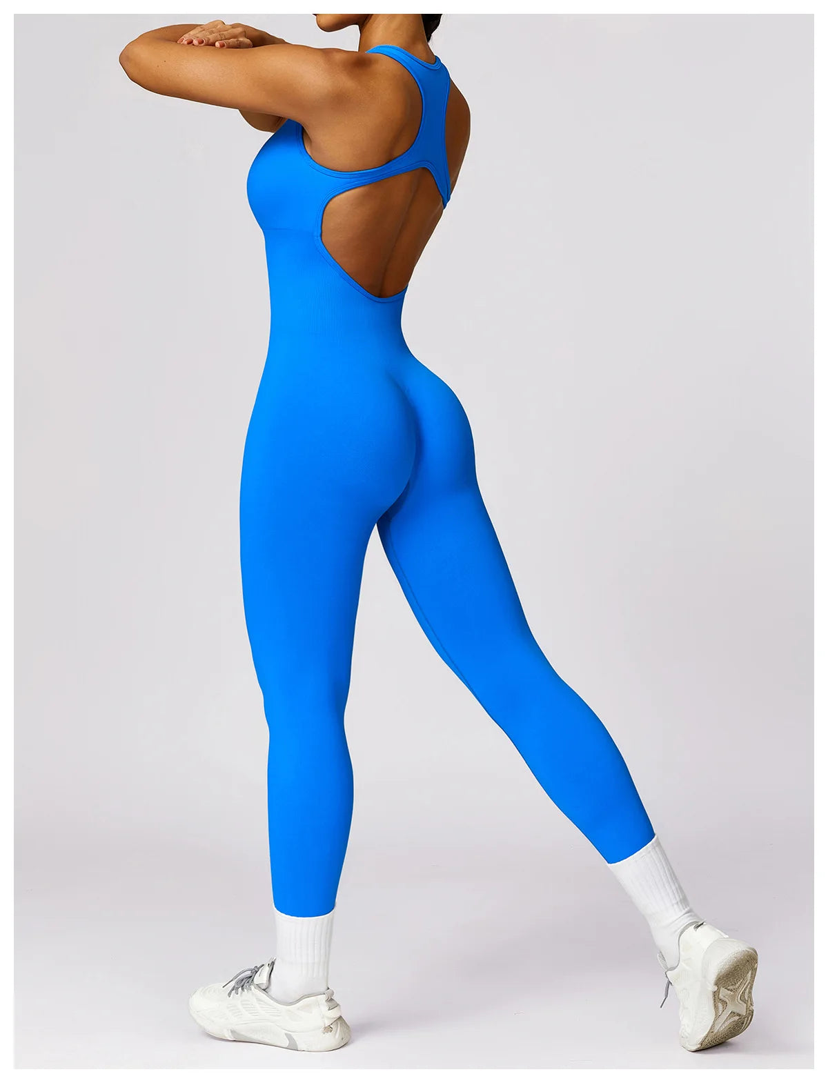 Women’s V-Back Sports Jumpsuit – Seamless Training Yoga Bodysuit & Fitness Romper
