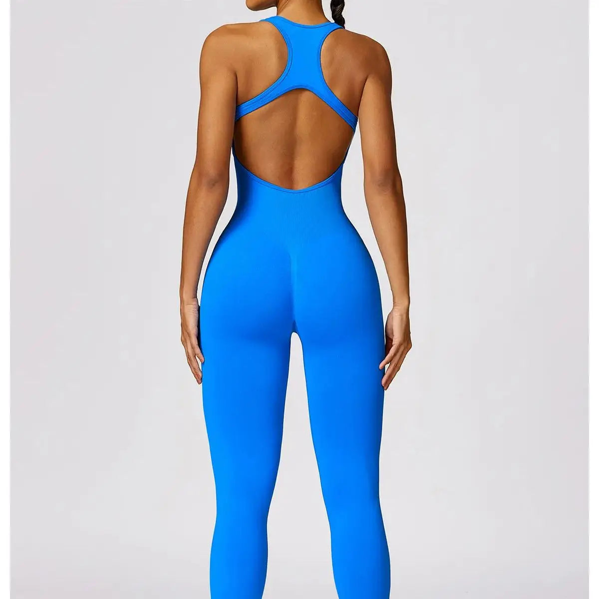 Women’s V-Back Sports Jumpsuit – Seamless Training Yoga Bodysuit & Fitness Romper
