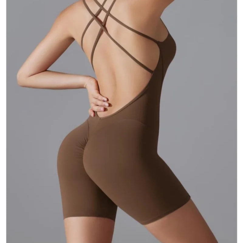 Women’s Backless Yoga Jumpsuit – Seamless One-Piece Gym Romper & Activewear Outfit