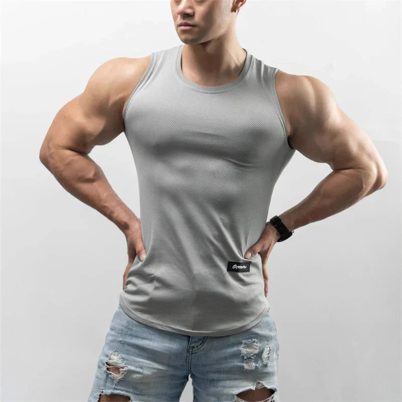 Men’s Training Tank Top – Quick-Dry Mesh Sleeveless Fitness Vest for Running & Gym