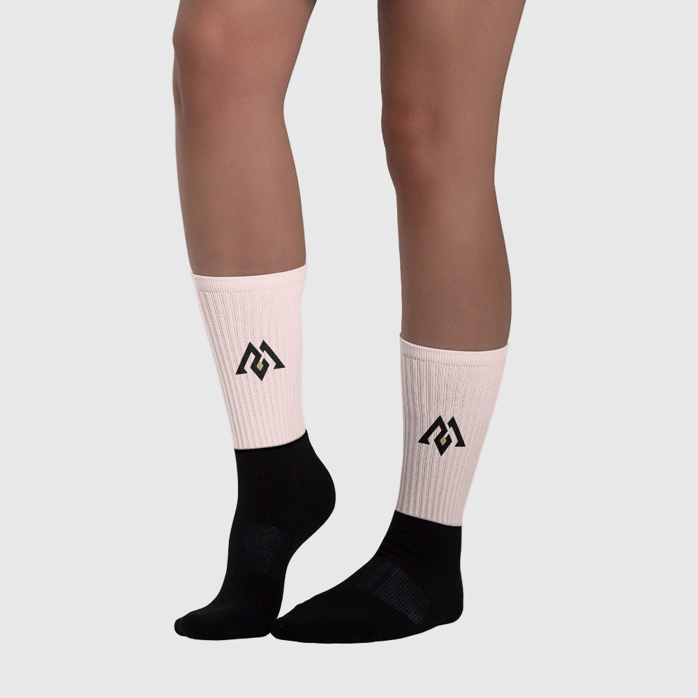 Close-up of Active Aegis Performance Crew Socks showcasing cushioned sole, ribbed upper, and breathable cotton blend — ideal for gym workouts, running, and everyday wear.