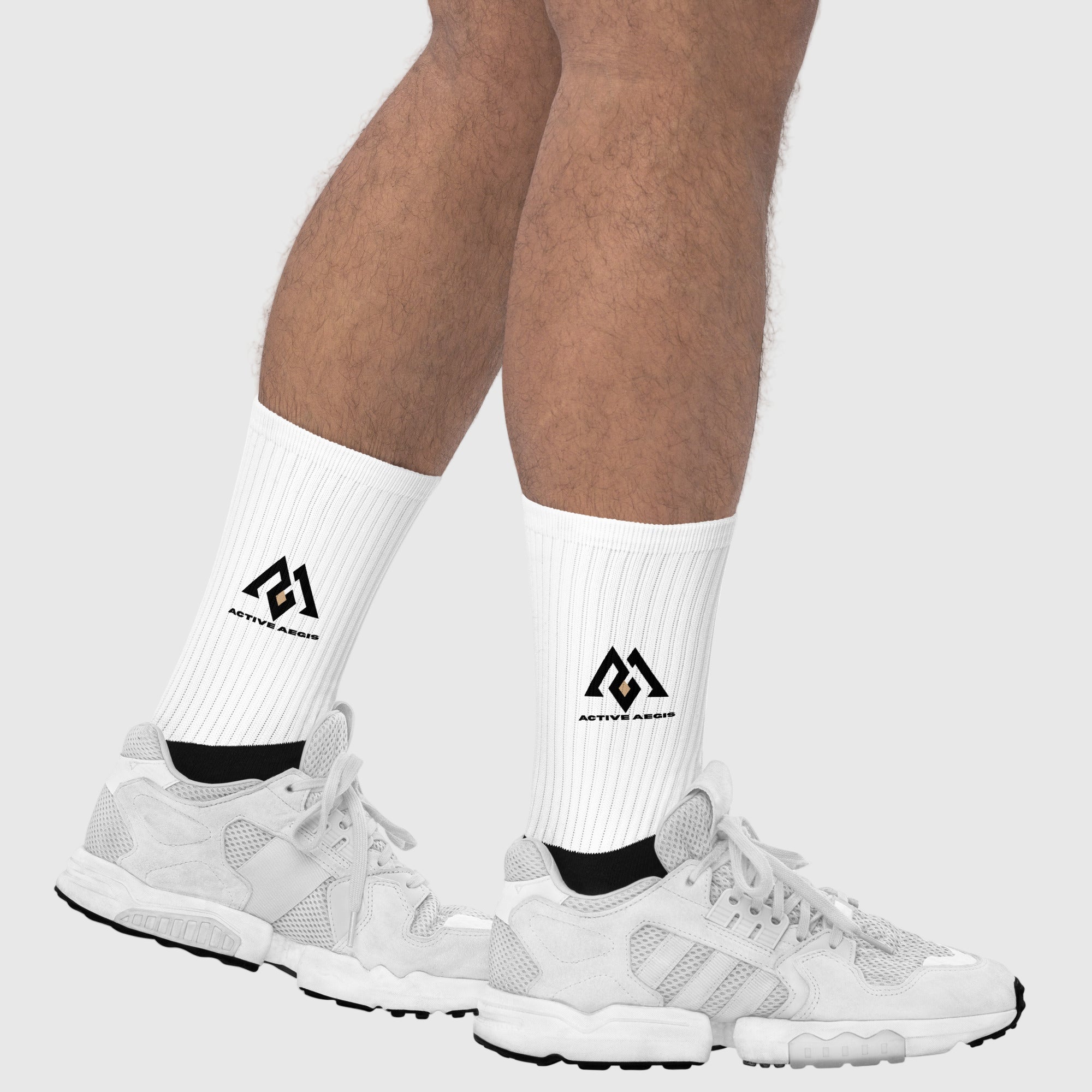 Close-up of Active Aegis Performance Crew Socks showcasing cushioned sole, ribbed upper, and breathable cotton blend — ideal for gym workouts, running, and everyday wear.