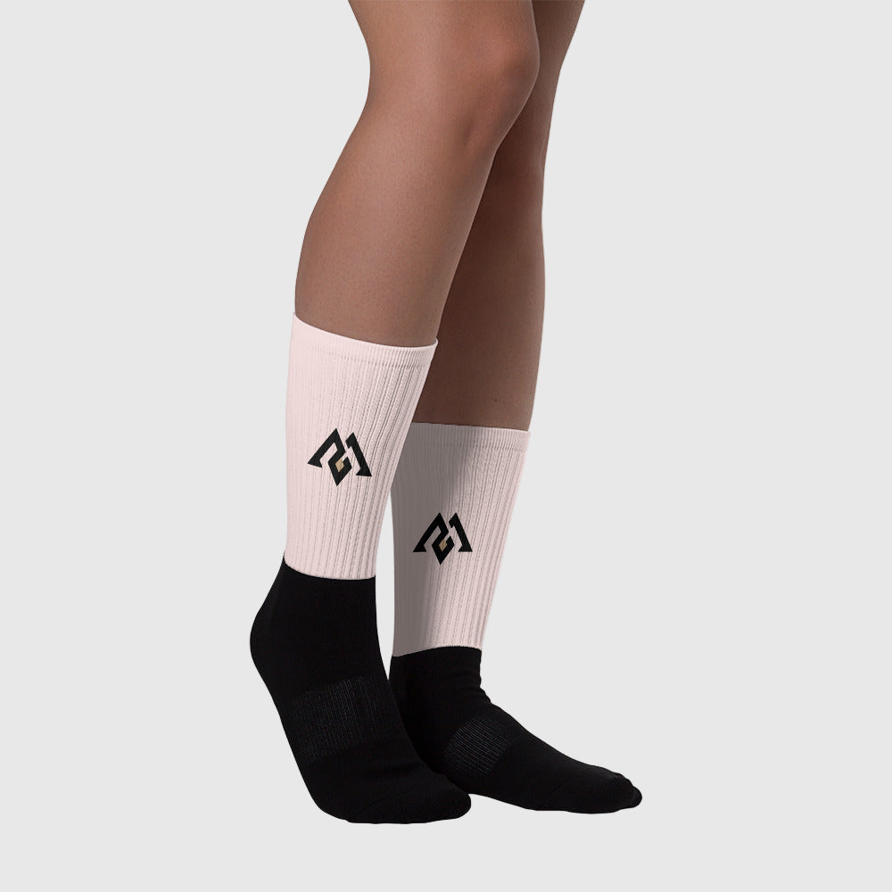 Close-up of Active Aegis Performance Crew Socks showcasing cushioned sole, ribbed upper, and breathable cotton blend — ideal for gym workouts, running, and everyday wear.