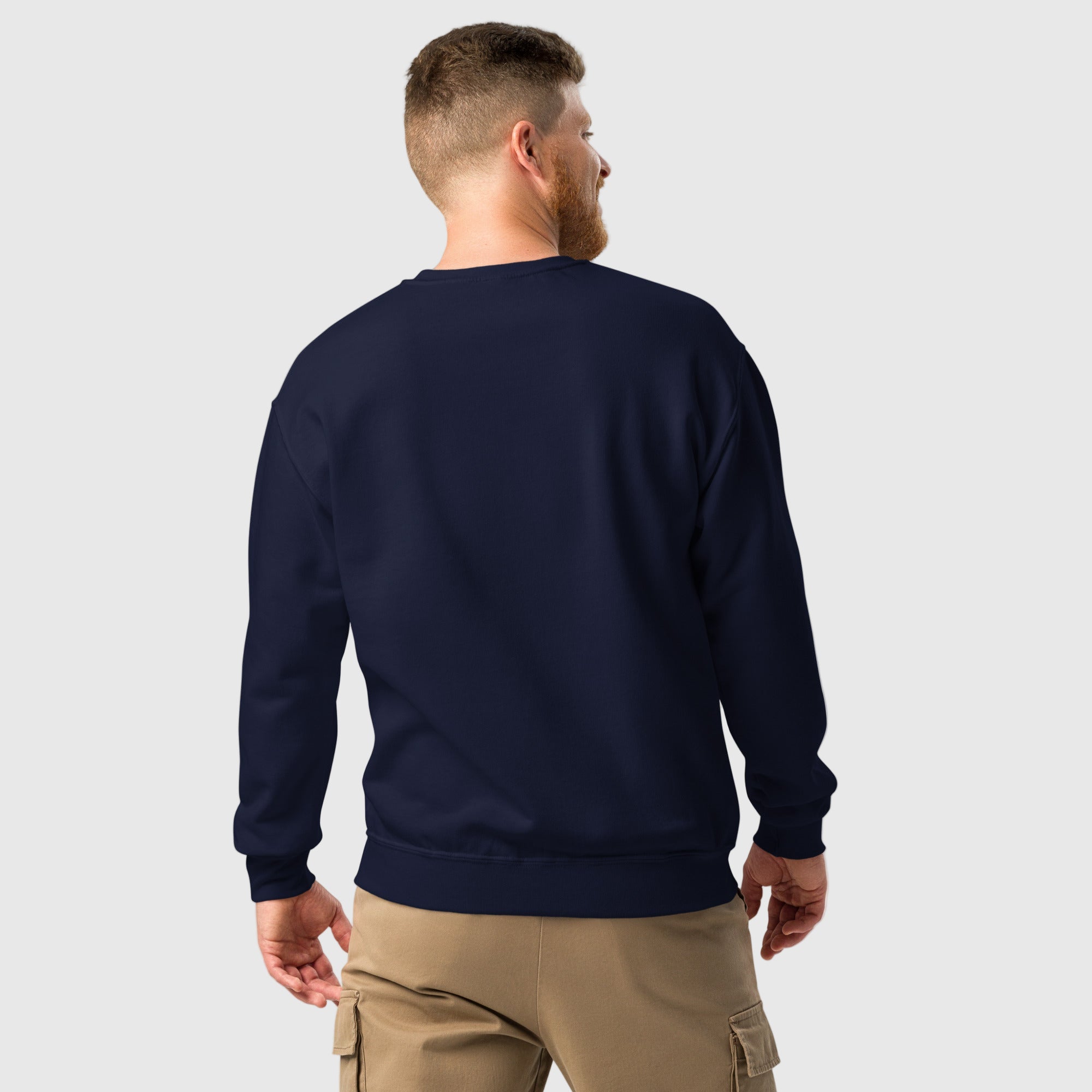 Men’s crew neck sweatshirt in soft fleece fabric featuring a minimalist Active Aegis logo — classic fit, ribbed cuffs and hem, ideal for gym, casual, or streetwear styling.”