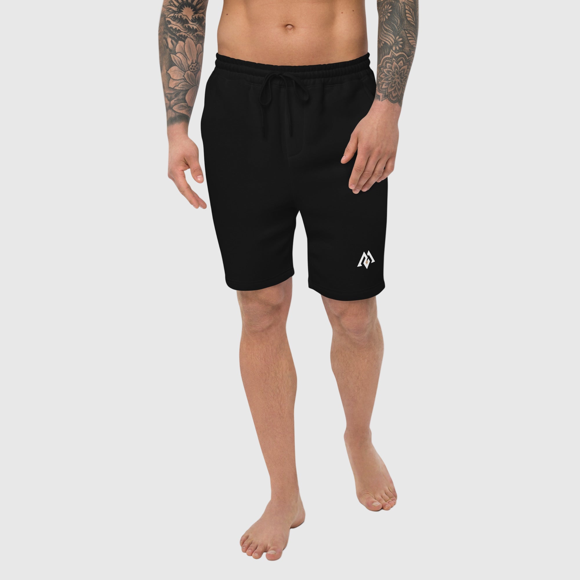 ActiveAegis Men’s Fleece Shorts in black — minimalist athletic shorts designed for gym, training, and everyday comfort.