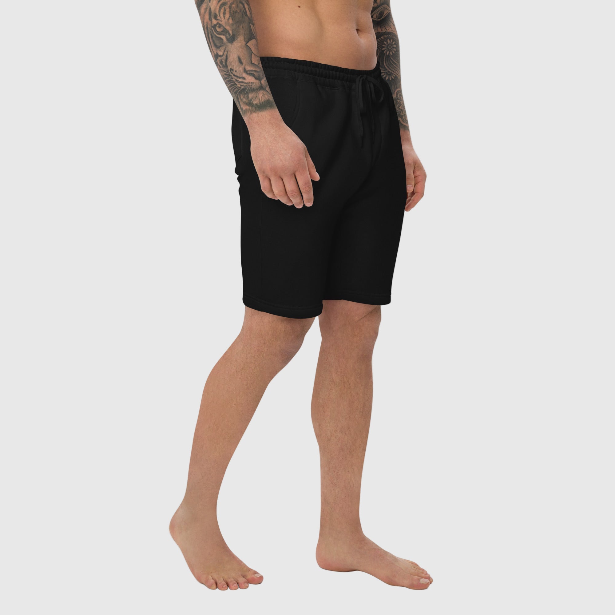 ActiveAegis Men’s Fleece Shorts in black — minimalist athletic shorts designed for gym, training, and everyday comfort.
