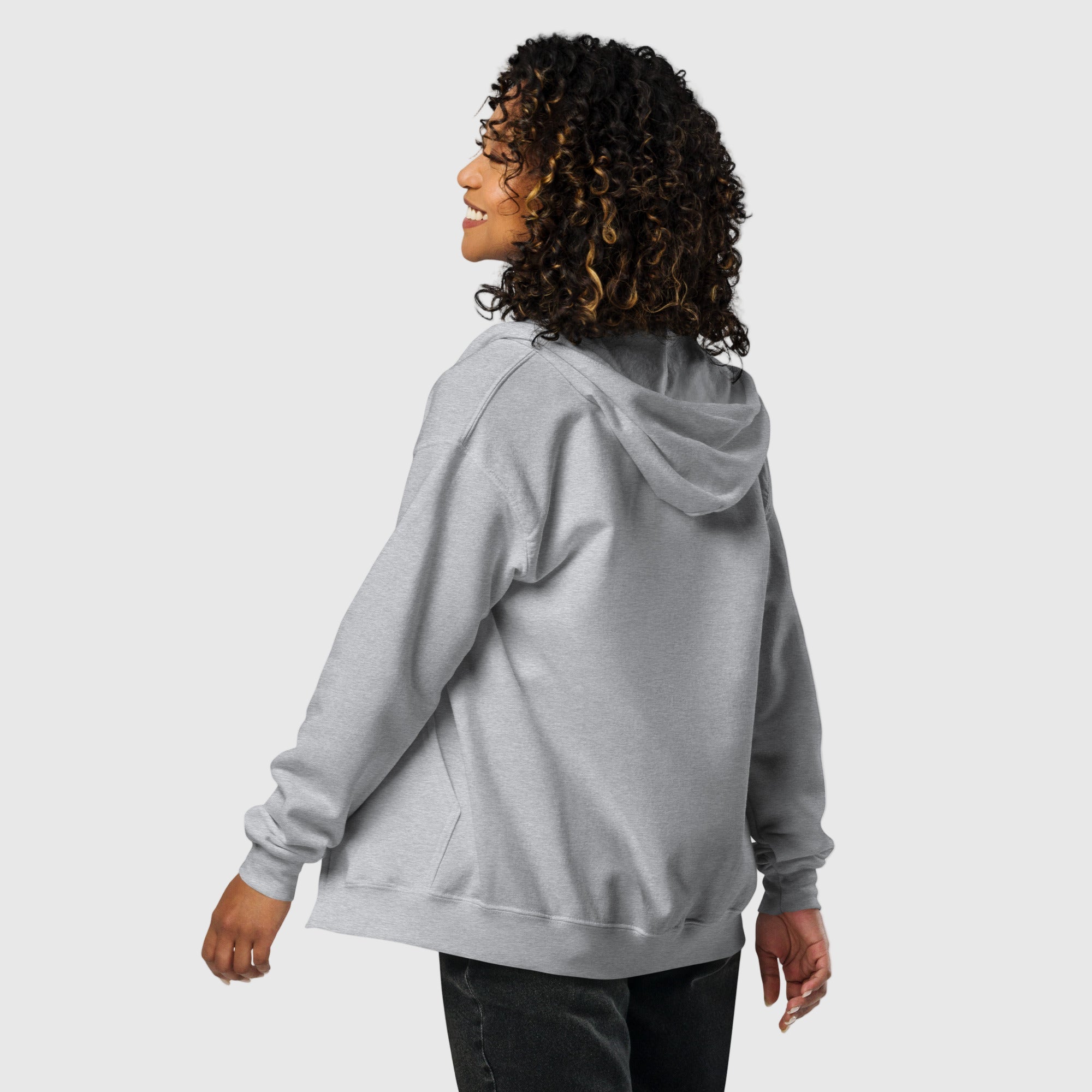 Women’s heavy blend zip hoodie with soft fleece interior and minimalist Active Aegis logo — classic zip-up design for gym, streetwear, or everyday comfort.”