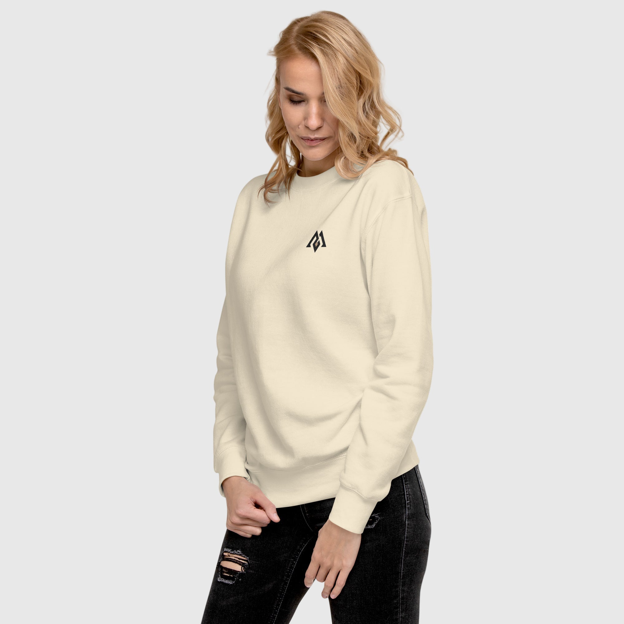 Women’s premium fleece sweatshirt with minimalist Active Aegis logo — soft cotton blend, ribbed cuffs and hem, ideal for gym, casual, or streetwear looks.”