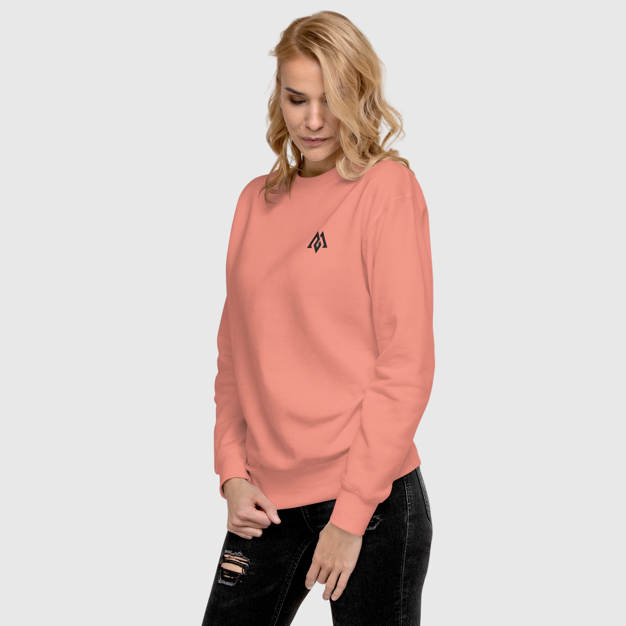 Women’s premium fleece sweatshirt with minimalist Active Aegis logo — soft cotton blend, ribbed cuffs and hem, ideal for gym, casual, or streetwear looks.”