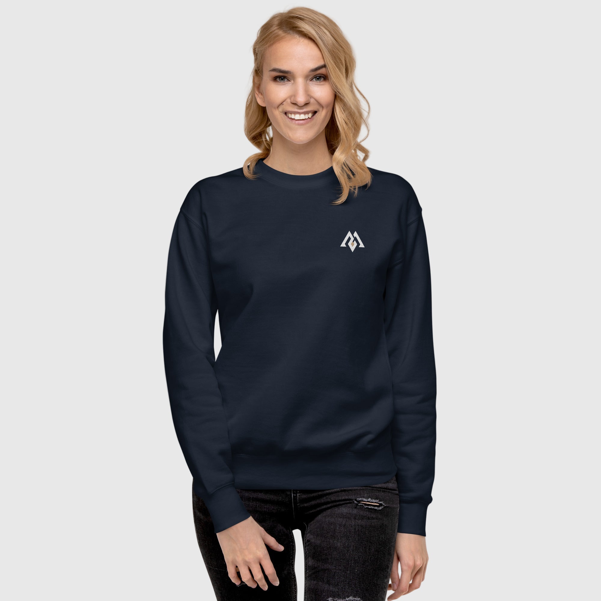 “Women’s premium fleece sweatshirt with minimalist Active Aegis logo — soft cotton blend, ribbed cuffs and hem, ideal for gym, casual, or streetwear looks.”