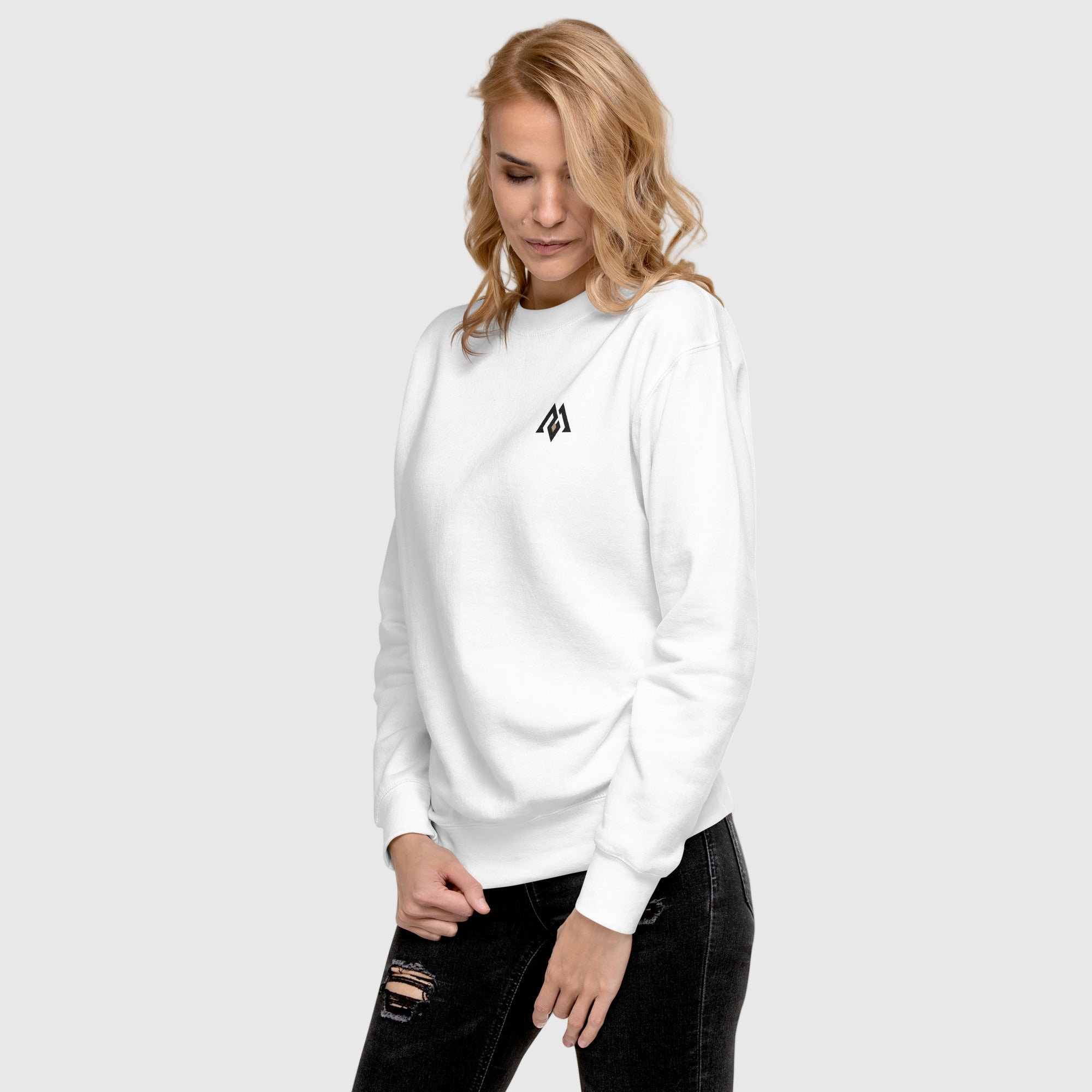 Women’s premium fleece sweatshirt with minimalist Active Aegis logo — soft cotton blend, ribbed cuffs and hem, ideal for gym, casual, or streetwear looks.”